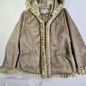 Croft & Barrow Kids Tan Faux Fur Hooded Jacket